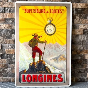 Longines “Supérieure à Toutes” Vintage Heavy Metal Sign  XXL 24"x16" (60x40 cm) - Picture 1 of 11