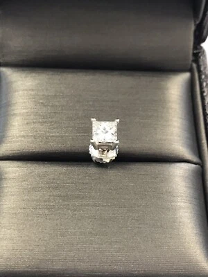 Princess Diamond in 14kt White Gold Screw Back Earring - Image 1 of 4