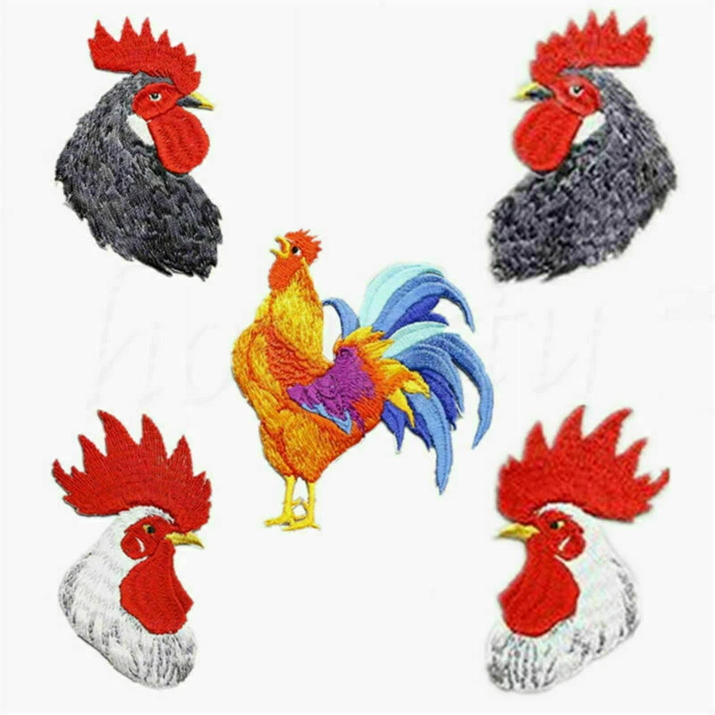 Cock Embroidered Patch Iron On Applique Patches Rooster Patch For Clothing DIY - Image 1 of 4