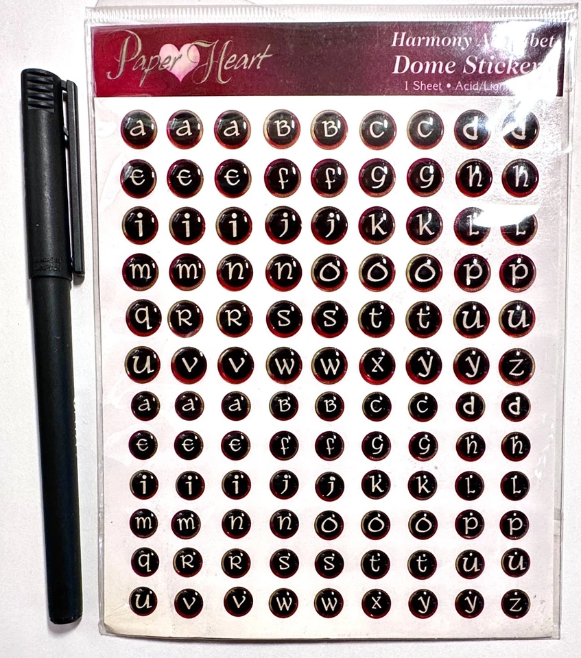 Paper Heart Epoxy Domed Alpha Stickers Scrapbooking Embellish Card - Image 1 of 1