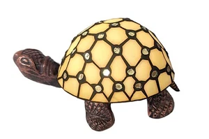 22CM TIFFANY STYLE CREAM TURTLE/TORTOISE GLASS SHADE TABLE LAMP. INCLUDES BULB - Picture 1 of 5