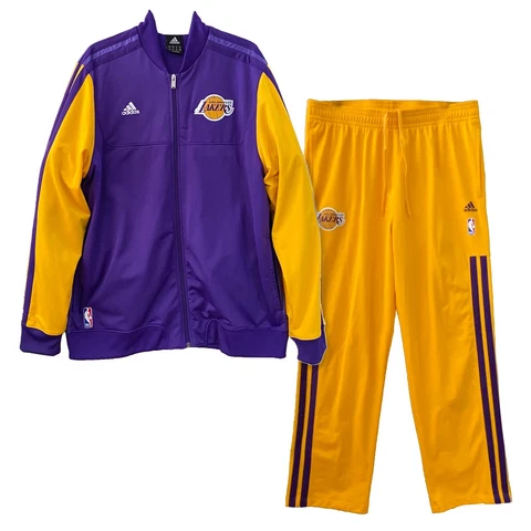 2012 NBA LA Lakers Gold & Purple ADIDAS Warmup Suit - Size XL Jacket & Pants Cover