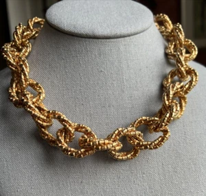 Vintage Erwin Pearl Chunky Gold Metal Chain Necklace; Heavy; Stunning; 17" - Picture 1 of 12