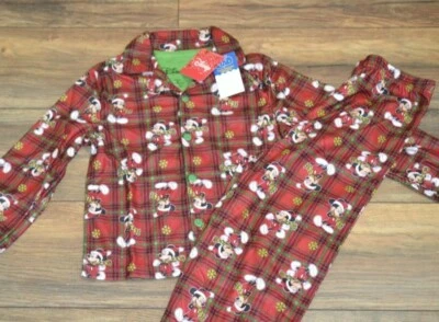 Фланелевая пижама Disney 2 штуки PJ Mickey Mouse красная клетчатая рождественская - Изображение 1 из 3