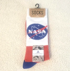 1 Paar Crew-Socken NASA rot weiß blau Größe 6-12 Sterne Logo Aldrin Family Fndn - Bild 1 von 5