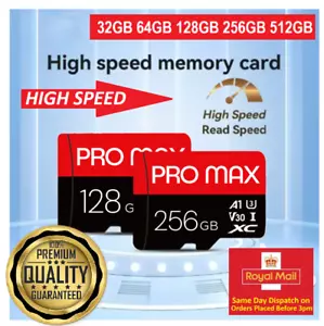 MicroSD Memory Card Class 10 High Speed 32GB 64GB 128GB 256GB 512gb Mobile etc - Picture 1 of 16