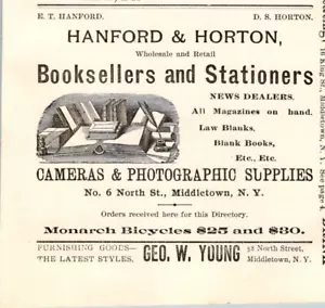 1900 HANFORD & HORTON GROSSHANDEL BUCHHÄNDLER SCHREIBWAREN MIDDLETOWN NY - Bild 1 von 2