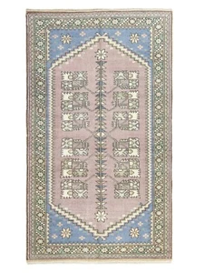 Vintage Oushak Hand-knotted Small Rug - Modern Turkish Ushak Rug - 3'3''x5'11'' - Picture 1 of 14