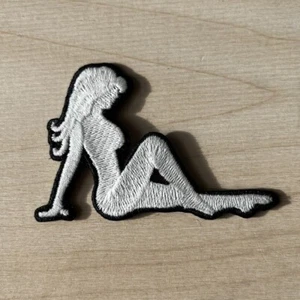 White Mudflap Trucker Girl Iron on Patch Embroidered Applique Size 2"x3" - Picture 1 of 1