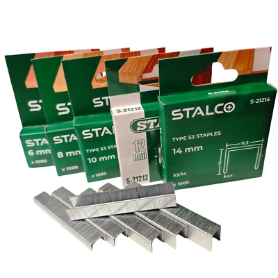 STALCO 6/8/10/12/14 1000 PCS STAPLES 53A HEAVY DUTY Gun Staple Upholstery Galvanized