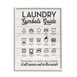 Stupell Industries Laundry Symbols Guide Typography, Beige, 24 x 30 24L" x 30W" - Picture 1 of 9