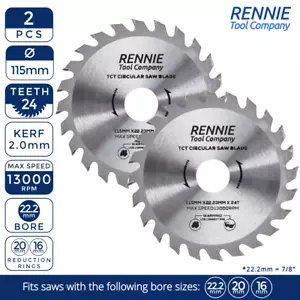 2 X 115mm x 24T TCT Circular Wood Saw Blade 4.5" Cutting Disc For Wood & Plastic - Picture 1 of 7
