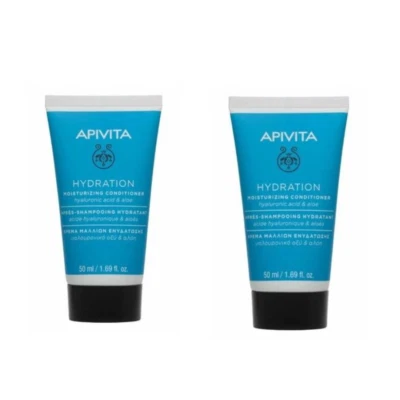 Apivita Moisturizing Conditioner all hair types Hyaluronic acid & Aloe 150ml x2 - Image 1 of 3