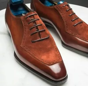 Tan Luxury Handmade Leather Shoes Lace Up Shoes Dress Shoes Mens Shoes Formal - Picture 1 of 7