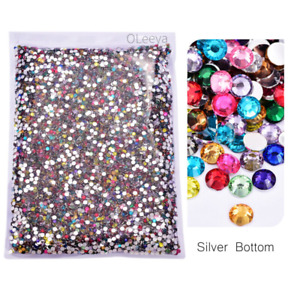 Bulk Silver Resin Rhinestones Non Hot Fix Nail Crystal Flatback Wholesale Beads