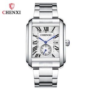 NEW UP Men Rectangle Watch Roman Numeral Wristwatch Sub-Dial Male Quartz Watches - Picture 1 of 31