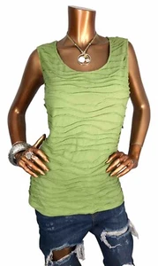 JM Collection 2X Plus Top Stretch NWT $34 Sleeveless Blouse Green Textured Crew - Picture 1 of 9