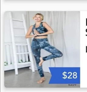 New Cotton Bleu Workout - Navy Blue L/XL💙 Leggings & Sports Bra Athleisure  - Picture 1 of 12