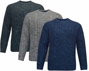 New Mens Knitted Crew Neck Jumper Sweater Wool Mix M - 5XL By Tom Hagan - Picture 1 of 4
