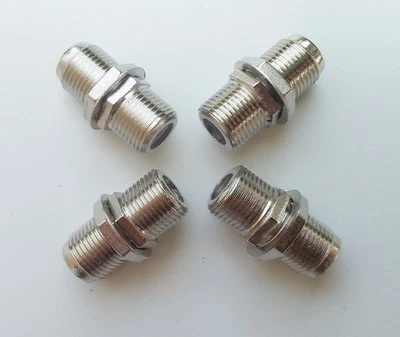 4 pcs Lot F-type Female to Female Coaxial Connector Adaptor Jack Joiner Coupler - Image 1 of 4