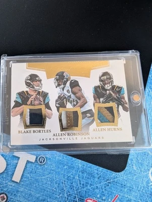 BLAKE BORTLES / ALLEN ROBINSON / ALLEN HURNS 2016 Flawless Triple Game-Used /15 - Image 1 of 2