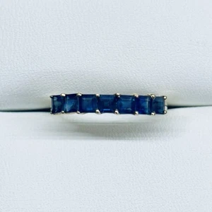 1/2Ct 14k Yellow Gold Princess Cut Lab-Created Blue Sapphire Wedding Ring Size 7 - Picture 1 of 8
