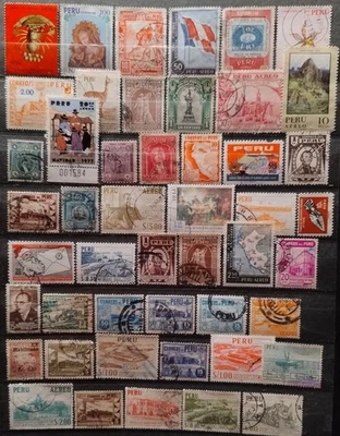 Peru stamps 1950 ish 45+ used lot, mixed condition as seen combine shipping - Image 1 of 2