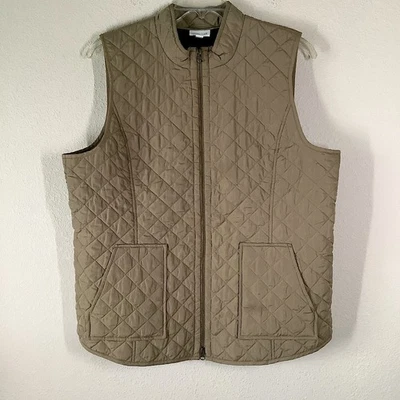 Quilted Zip Up Vest Pockets Travel Heritage Old Money Fall Neutral Equestrian XL - Image 1 of 4