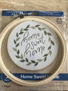 New Leisure Arts Embroidery Kit 6" Home Sweet Home Embroidery Kit For Beginners - Picture 1 of 4