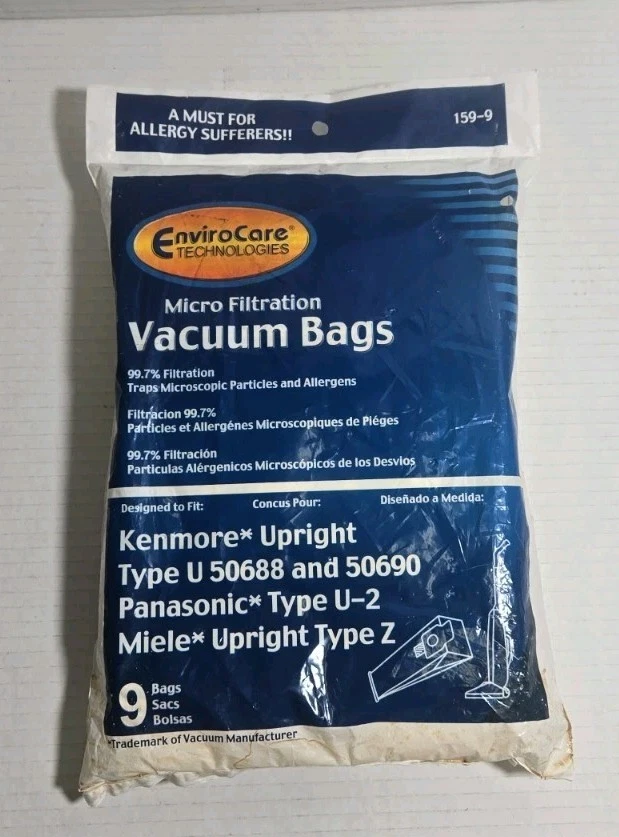 9-Pack Envirocare Vacuum Bags 159-9 Fit Kenmore U 50688 50690 Miele Type Z - Image 1 of 1
