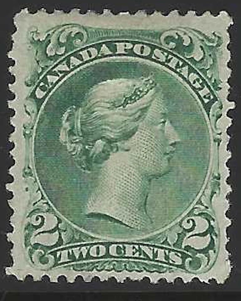 Canada, 1868, Scott #24 Mint, 2c Green, Fresh Color, O.G., H., Cat. Val $1500.00 - Image 1 of 2