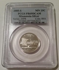 2005 S Silver Minnesota State Quarter Proof PR69 DCAM PCGS Blue Label - Picture 1 of 2