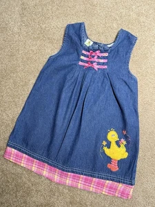 Vestido de mezclilla vintage Sesame Street Big Bird niña 5T | RARO - Imagen 1 de 8