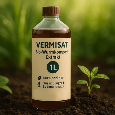 VERMISAT 1L – Bio-Wurmkompost-Extrakt | Flüssigdünger | Bodenaktivator