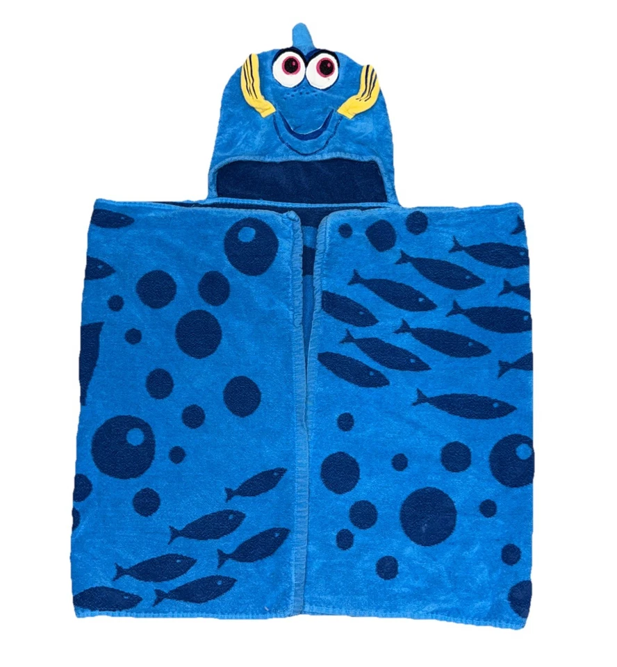 Полотенце с капюшоном Disney Dory Blue Fish хлопок махровая ткань бассейн пляж ванна 48x21 Nemo - Изображение 1 из 4