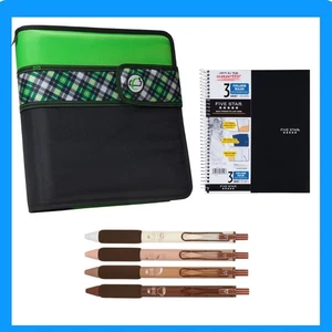 2-Inch Ring Binder Case with 3 Subjects Notebook and 4 Coffee Pens Bundle - Picture 1 of 9