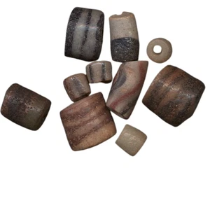 10 Antique African Trade Beads Lot | 1920s Powder Glass | Ghana Sand Cast 7-15mm - Picture 1 of 1