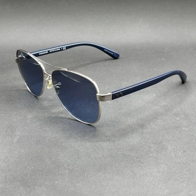 Coach HC 7077 Sunglasses Silver & Blue 58-14-140 Used w/ Scratched Lenses - Image 1 of 4