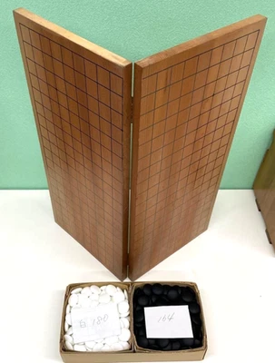 Japanese Vintage Wooden Folding Go-Board with White & Black Go Stone Strategy - Image 1 of 4