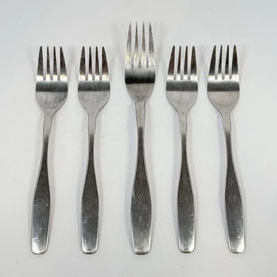 Lot Of 5 LIFETIME Cutlery Dinner Forks Stainless Japan Flatware Modern Minimal - Image 1 of 4