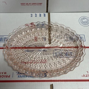 Pink Depression Glass Oval Serving Platter 11.5” - Picture 1 of 4