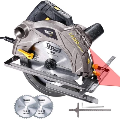 TECCPO Circular Saw with Laser, Corded Saw 1500W, 5500 RPM, 2 Blades(7-1/4"), Li - Image 1 of 4