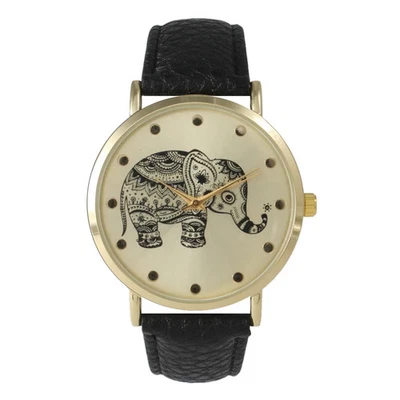 Reloj Olivia Pratt para mujer tribal elefante imitación cuero correa negro Foto 1 de 4