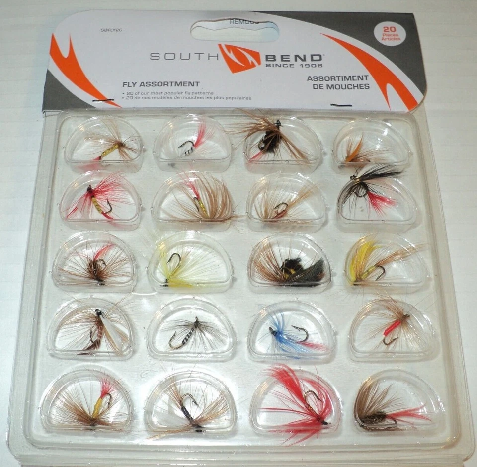 Surtido de 20 moscas South Bend Fishing - 20 moscas más vendidas SBFLY20 Foto 1 de 1