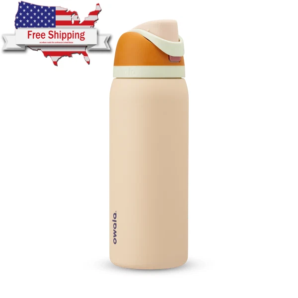 Owala FreeSip Stainless Steel Insulated Water Bottle, 32oz, Water in the Desert.