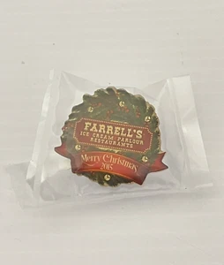 VINTAGE FARRELL'S EISDIELE LEUCHTENDER KRANZ FROHE WEIHNACHTEN ANSTECKNADEL - Bild 1 von 12