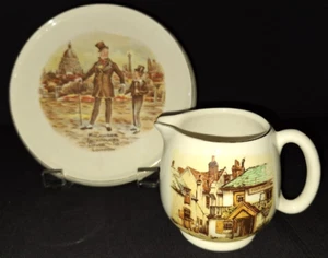 LOT OF 2 VTG LANCASTER ENGLISH WARE DICKENS MICAWBER TRIVET & RURAL INN CREAMER - Picture 1 of 17