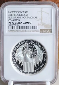 2017 Silver $5 Cook Islands Fantastic Beasts US Magical Congress NGC PR70DCAM - Picture 1 of 2