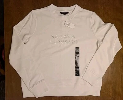 Moletom Banana Republic logotipo branco gola redonda feminino tamanho XS novo - leve  - Imagem 1 de 4