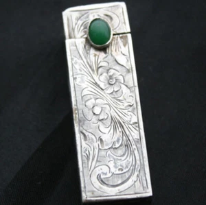 Espejo soporte lápiz labial grabado plata 800 vintage  - Imagen 1 de 9